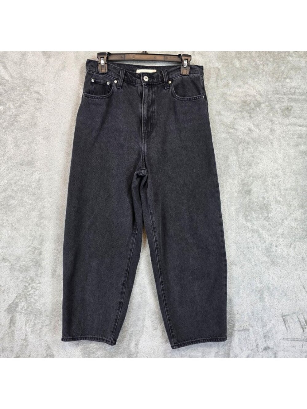 Levis Premium Balloon Leg Jeans Womens 29 Gray Charcoal Wash High Rise Tapered